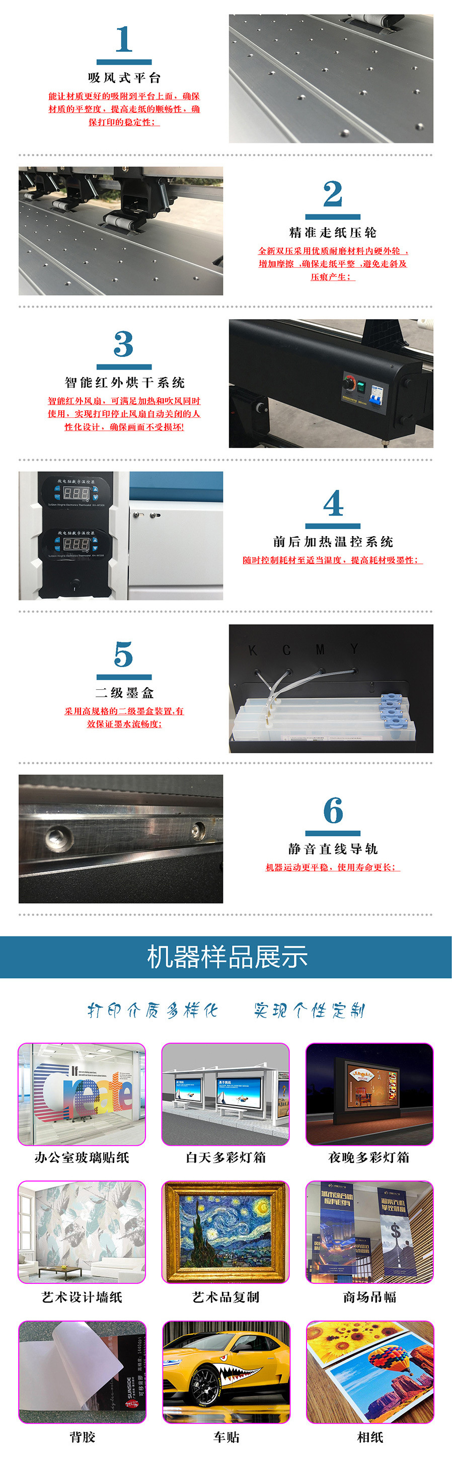 数码写真机 单头 双头 户内外工业级写真喷绘一体机 高精度喷绘机详情图10