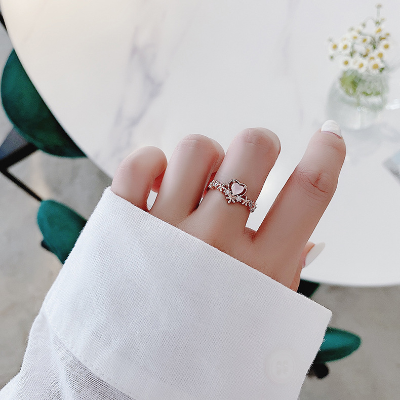 Korea fashion diamond crystal zircon flower ring micro inlaid sweet wild love flower ring wholesale nihaojewelrypicture32