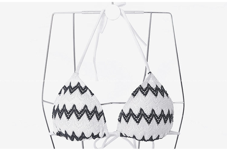 black and white stripes sexy strap three-point bikini split two-piece hot spring swimsuit NSHL4455