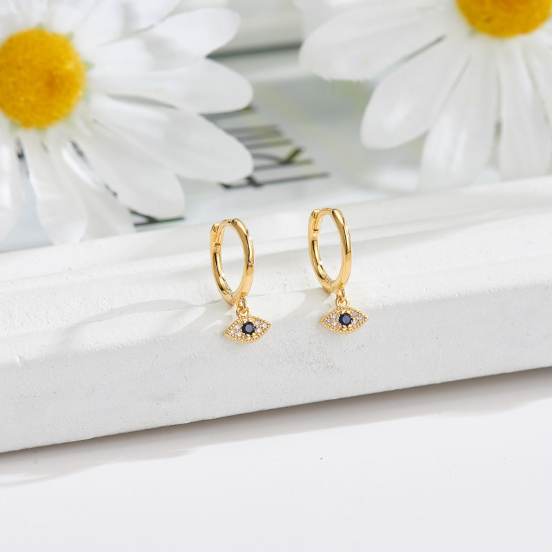 925 plata esterlina Ojo del Diablo diamante oreja hebilla estilo coreano elegante de moda del todo-fósforo de las mujeres pendientes de nicho de lujo ligero