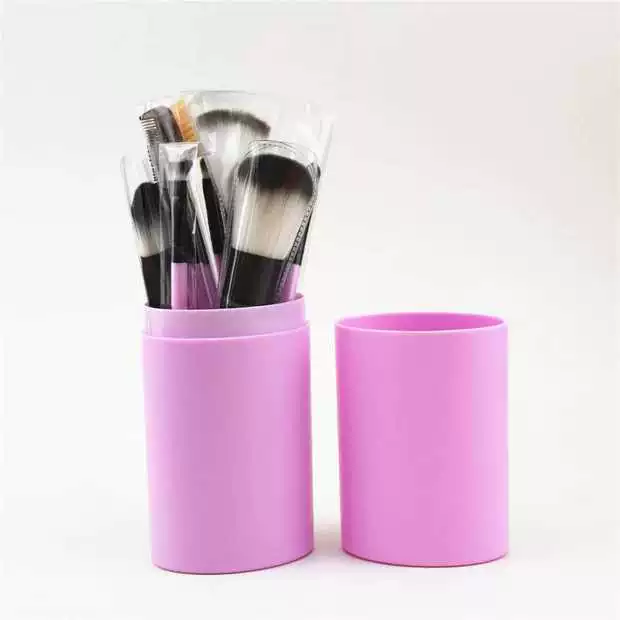 Makeup Brush Set, 12-Piece Portable Travel Kit, Soft Synthetic Bristles, Carrying Tube