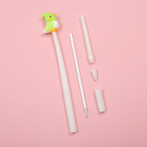 Korean Silicone Cartoon Neutral Pen Creative Shape Realistic Color Parrot Bird Soft Gel Neutral Student Pen