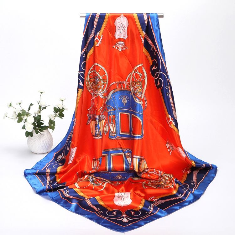 Bufanda de satén de estilo coreano para mujer, a la moda, para otoño e invierno, con estampado cuadrado grande de imitación de seda, ideal para vacaciones._voghion.com