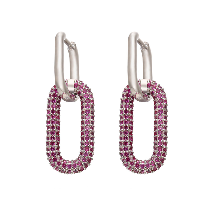 Diamants Colorés Double Boucles D&#39;oreilles Rectangulaires Bijoux En Gros Nihaojewelry display picture 4