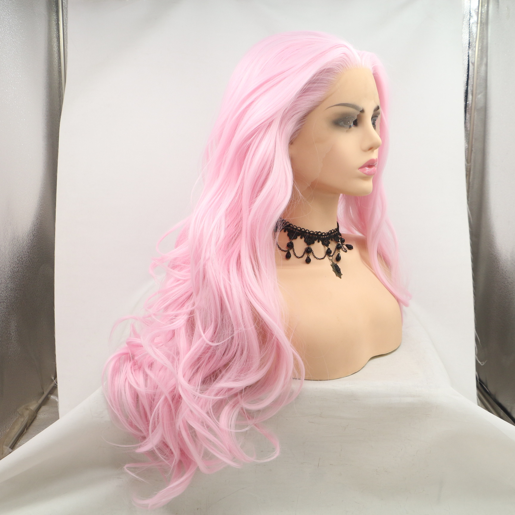 Comercio exterior Europa y América moda fibra química pelucina rosa ligera cabello corto cabello recto de seda de alta temperatura cubierta de cabeza al por mayor