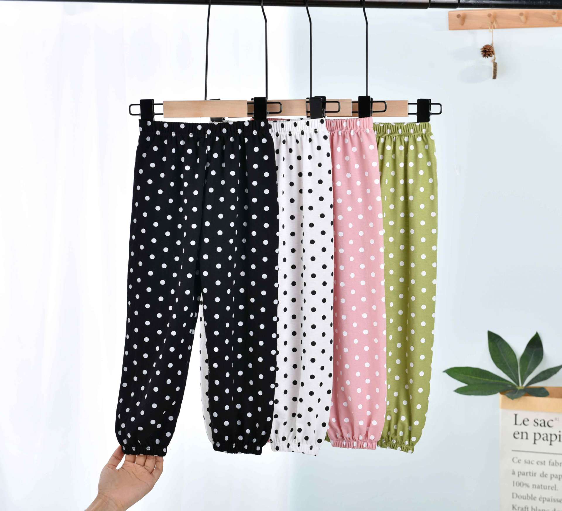 Children's Anti-Mosquito Pants Summer Thin Breathable Polka Dot Boys and Girls Bloomers Medium and Large Kidsren's Pants Baby Kidsren's Pants Trendy