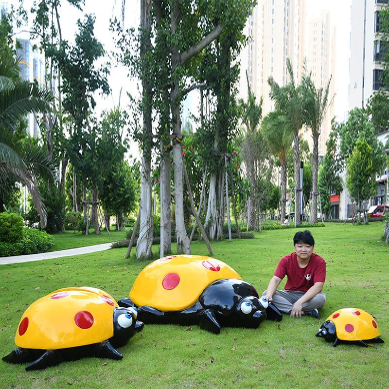 Al Aire Libre flor jardín paisaje simulación mariquita de siete estrellas escultura luminosa Villa patio césped decoración escarabajo adornos