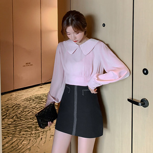 打底衫女2020洋气春款大码纯色韩版宽松百搭小衫女士长袖仙气上衣