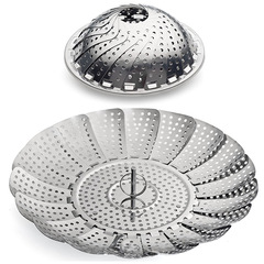 Factory direct sales stainless steel folding steamer, steam grid, multi-functional storage steam basket, lotus telescopic drain rack