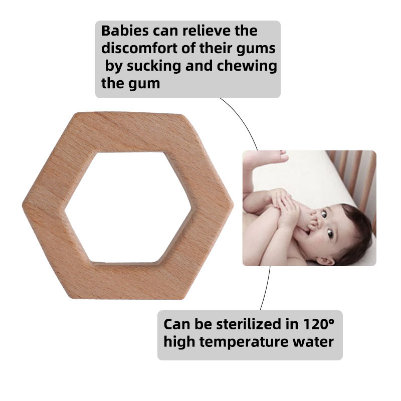 Bebé polígono de haya teether juguete hexagonal teether bebé protección del medio ambiente teether palo DIY Accesorios