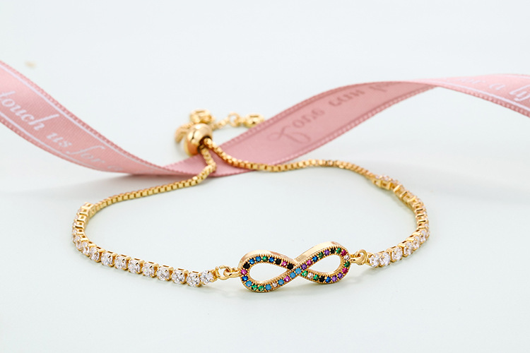 10g Weight Bracelets Classification Anniversary, Business, Travel Occasion Copper Material Geometric Pattern Women'S Gender Fashion Style Fashion Rainbow Zircon Geometric Pull-out Bracelet 19