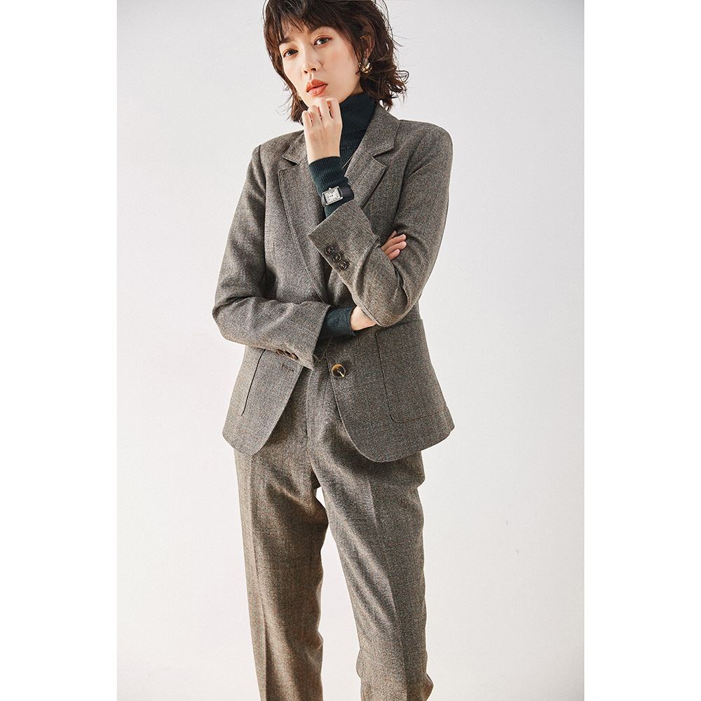 23 Spring New Style Elegant Casual Slimming Plaid Radish Cone Feet Suit Pants Women's 2278 Coat 2277