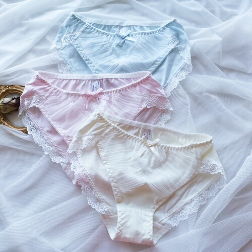 Japanese-style foreign trade wrinkled cotton mesh girls' export foreign trade daily wear breathable underwear Dalian factory wholesale