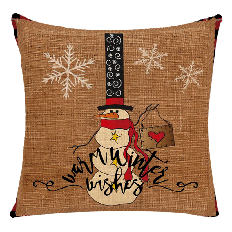 Letter, Snowman, Elk Pattern Cute Letter Snowman Elk Chemical Fiber Pillow Cases