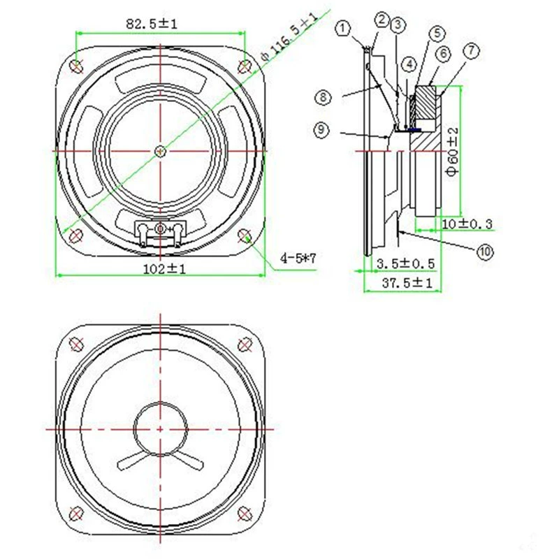 Квадратный мегафон, 102W, модель R8, 4 дюйма, 5W, 32V