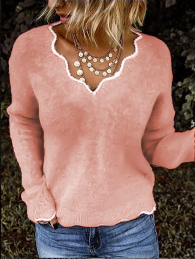 large size V-neck knitted solid color pullover sweater nihaostyles wholesale clothing NSGYX84431