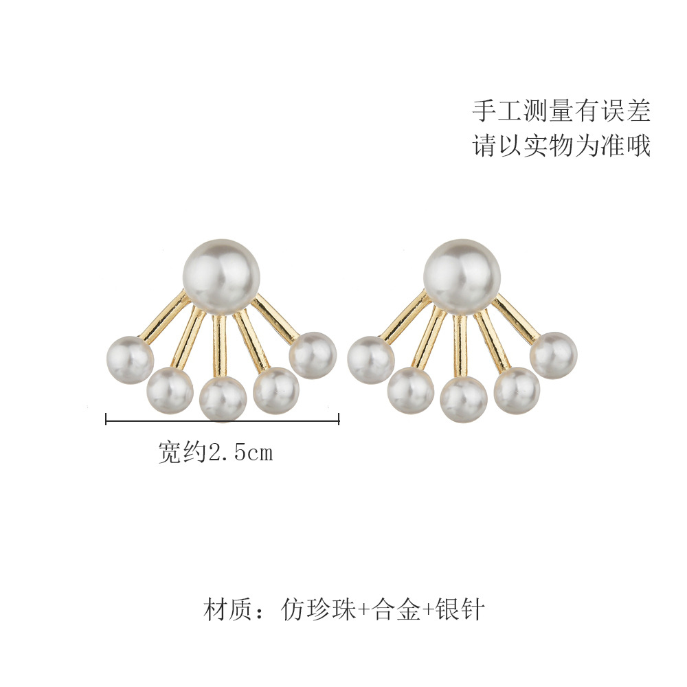 Korea Pearl Fan-shaped Earrings display picture 5