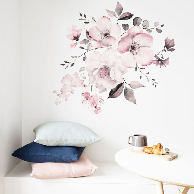 neue Wandaufkleber 30 Spezifikationen Aquarell rosa Blumengruppe Home Hintergrund Dekoration kann entfernt werdenpicture7