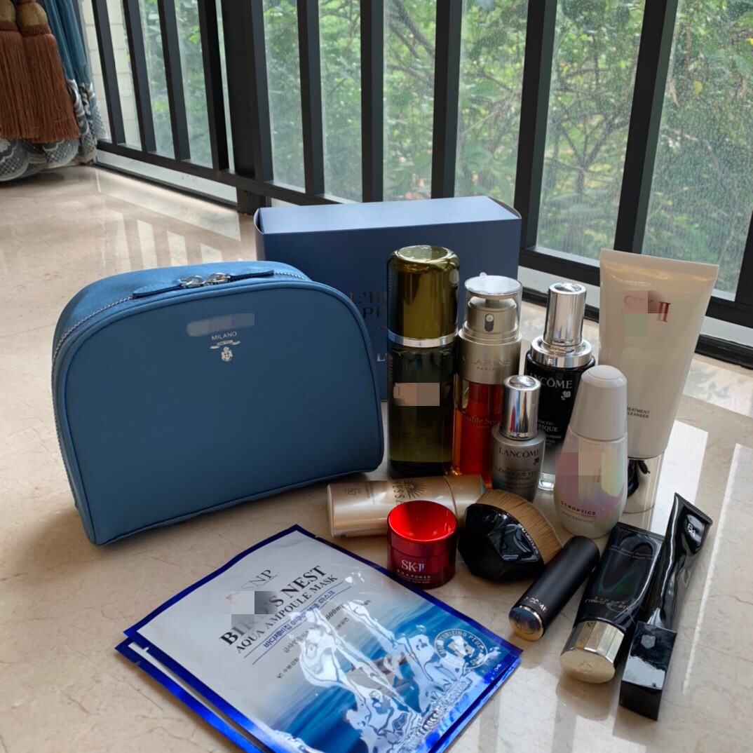 專櫃vip贈品 藍色化妝包 出差旅行收納包 禮盒裝