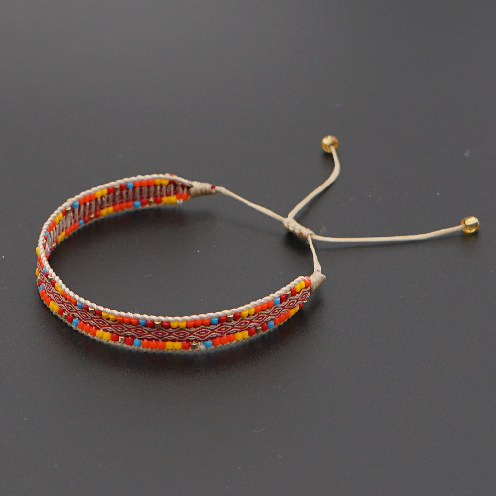 Rice Bead Weaving Bohemian Style Retro Ethnic Style Pattern Ribbon Bracelet display picture 29