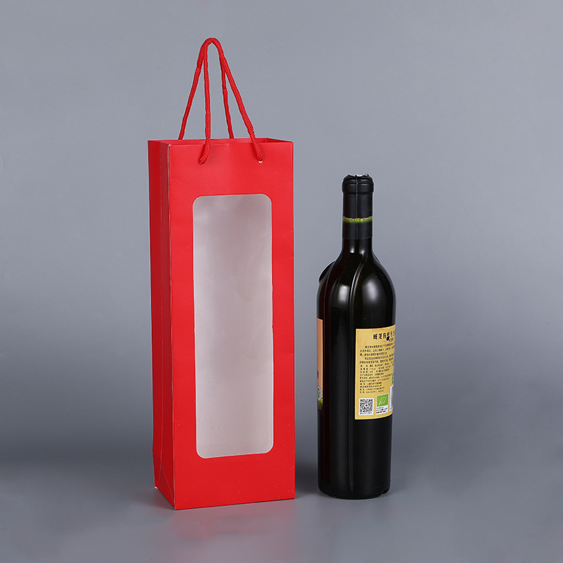 Bolsa de regalo de ventana bolsa de regalo de vino tinto solo bolsa de ventana de flor bolsa de embalaje de champán bolso
