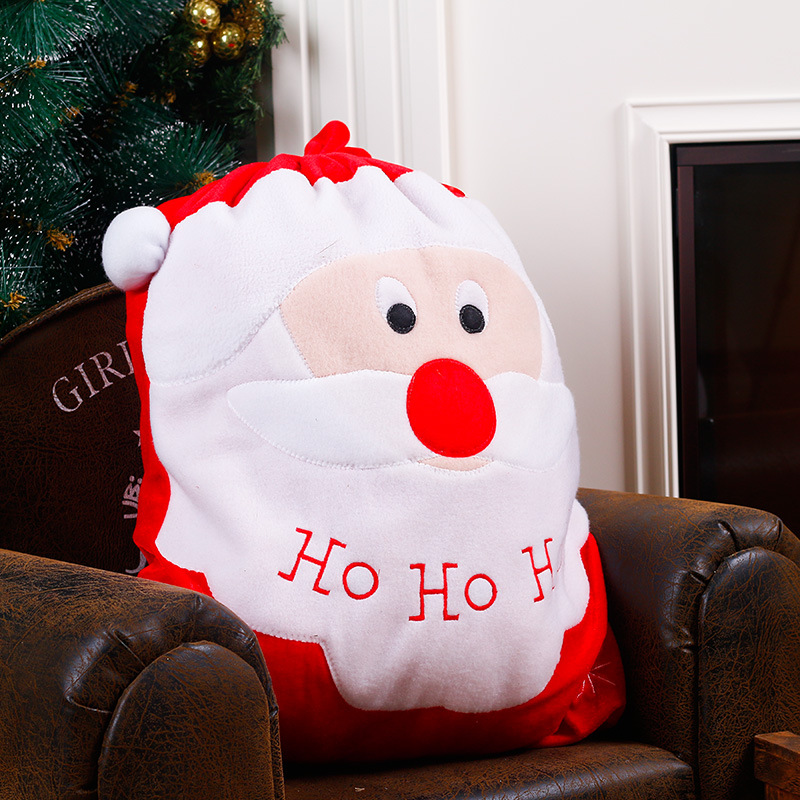 新款圣诞金丝绒刺绣礼物袋 大号圣诞老人礼品袋 圣诞老人礼物袋