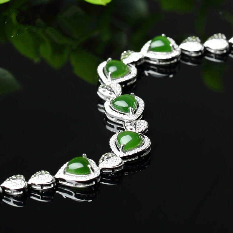Jasper jade, bracelet, chain, silver 925 sample, Birthday gift
