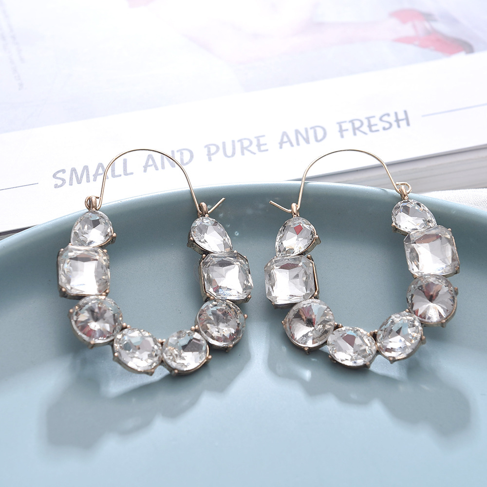 Fashion U Shape Rhinestone Plating Women's Earrings 1 Pair display picture 6