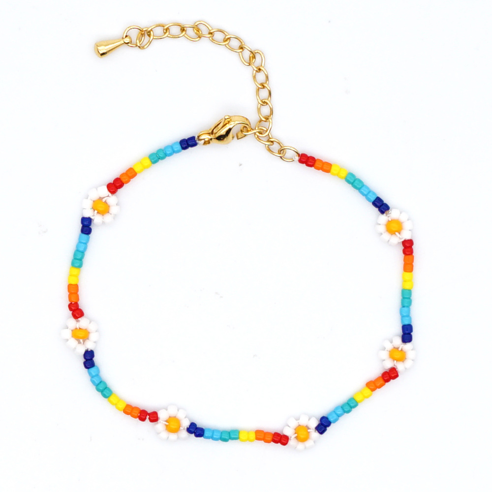 Moda Arco Iris Granos De Arroz Pulsera Estilo Étnico Simple Pequeña Margarita Collar Al Por Mayor Nihaojewelry display picture 5