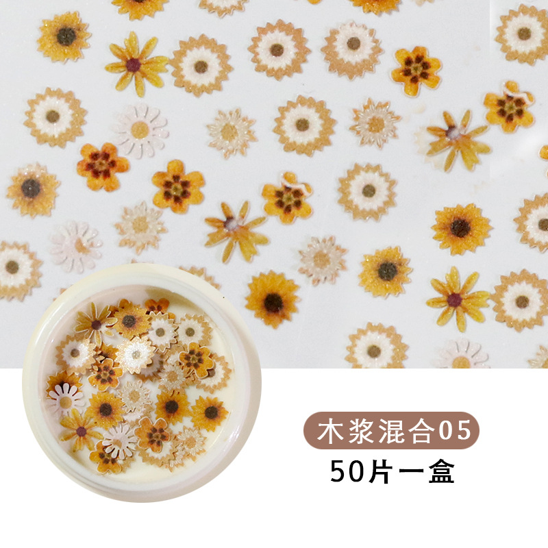 Princesa accesorios de uñas ins estilo color mezclado Año Nuevo Día de San Valentín flor Rosa parche de uñas pieza de pulpa de madera