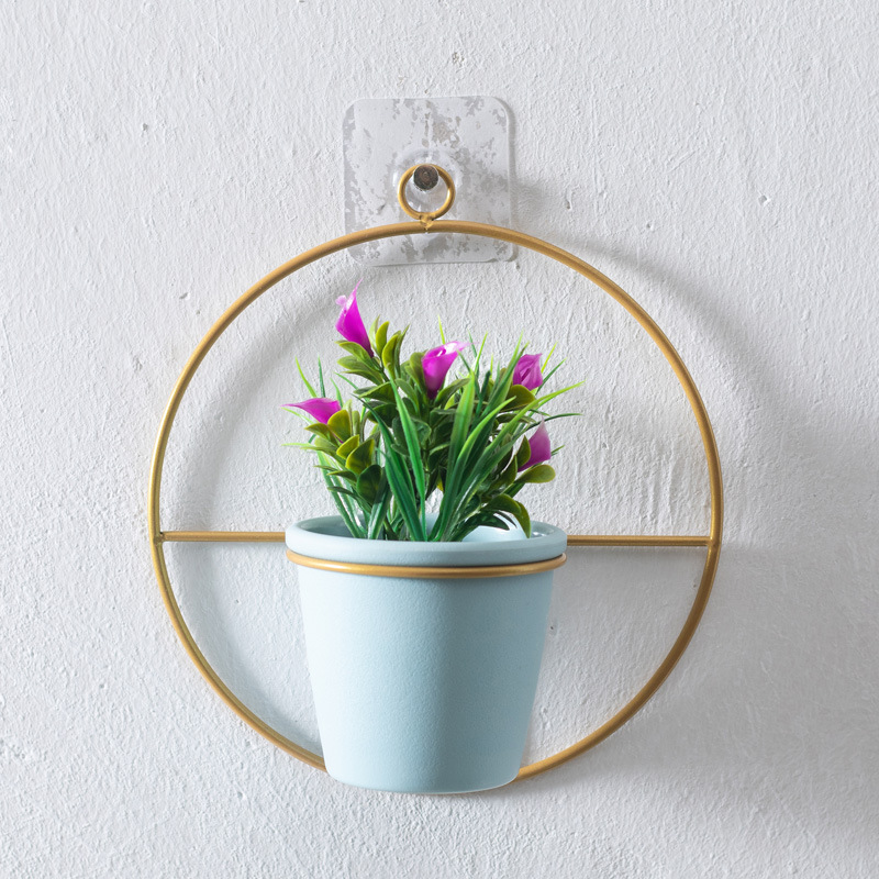 Decoración de la pared florero floral maceta de plástico soporte de la flor del hierro creativo colgante decoración arreglo floral decoración fabricante