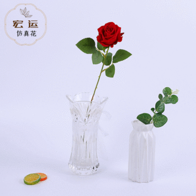 新娘手捧花单支珍珠仿真玫瑰花批发  婚庆家居装饰假花人造花|ru