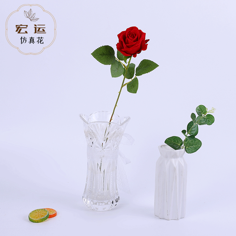 新娘手捧花单支珍珠仿真玫瑰花批发  婚庆家居装饰假花人造花|ru