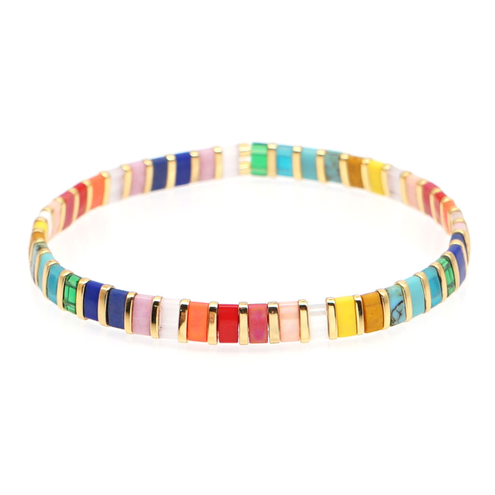 100g Weight No Inlaid Inlay Material Bracelets Classification Anniversary, Business Occasion Square Pattern Women'S Gender Knitting Design Fashion Style Wholesale Jewelry Simple Ethnic Style Colorfule Beaded Bracelet Nihaojewelry 4