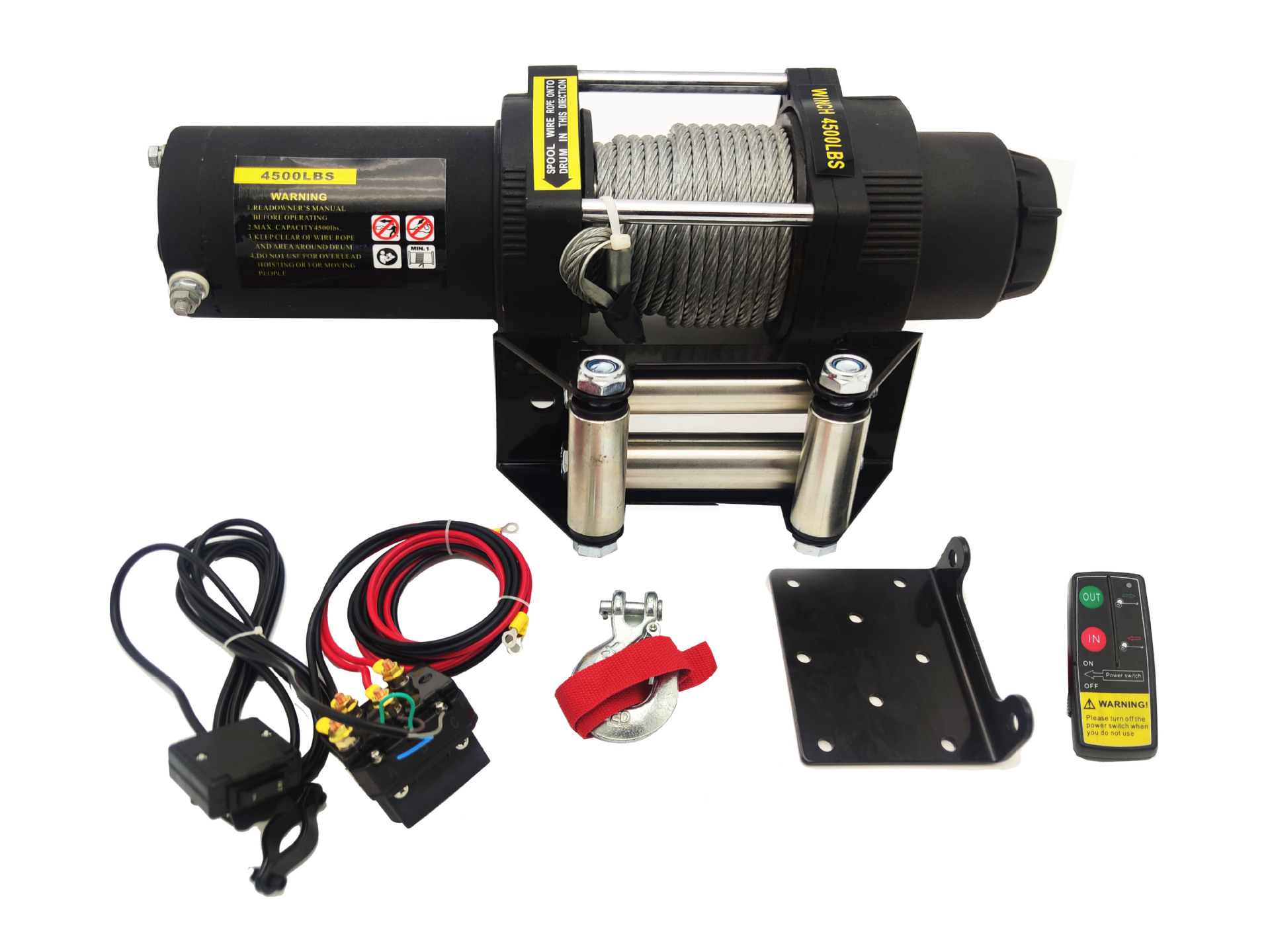 厂家直销12V/24V4500磅电动绞盘 沙滩车绞盘 汽车绞盘 便携绞盘