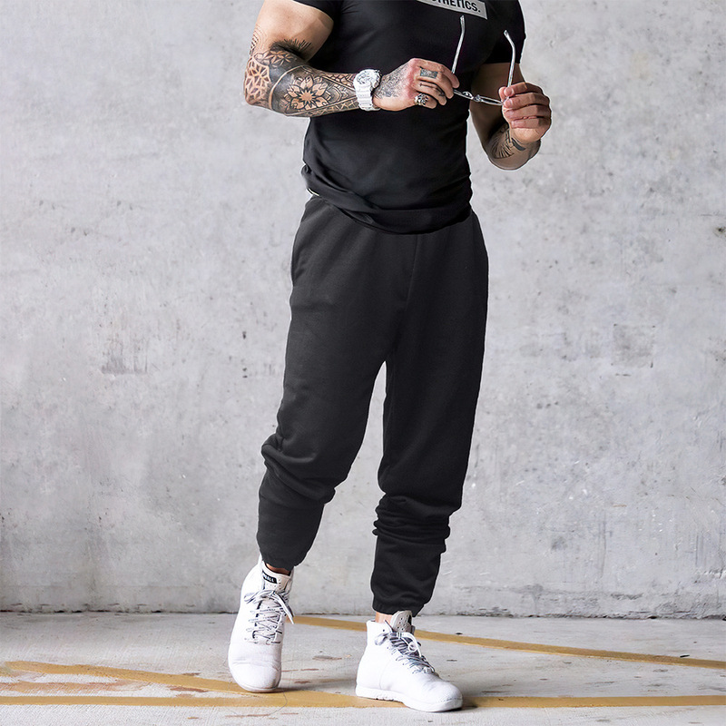 Muscle Brothers Light Plate Autumn and Winter Trousers Men's Training Pants Sports Casual Sweatpants Nail-up Loose Foreign Trade Solid Color Thickened