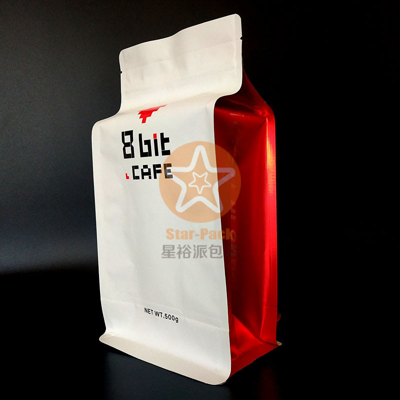 原作设计带单向气阀咖啡袋来图定购哑光金属质感八边封袋食品级