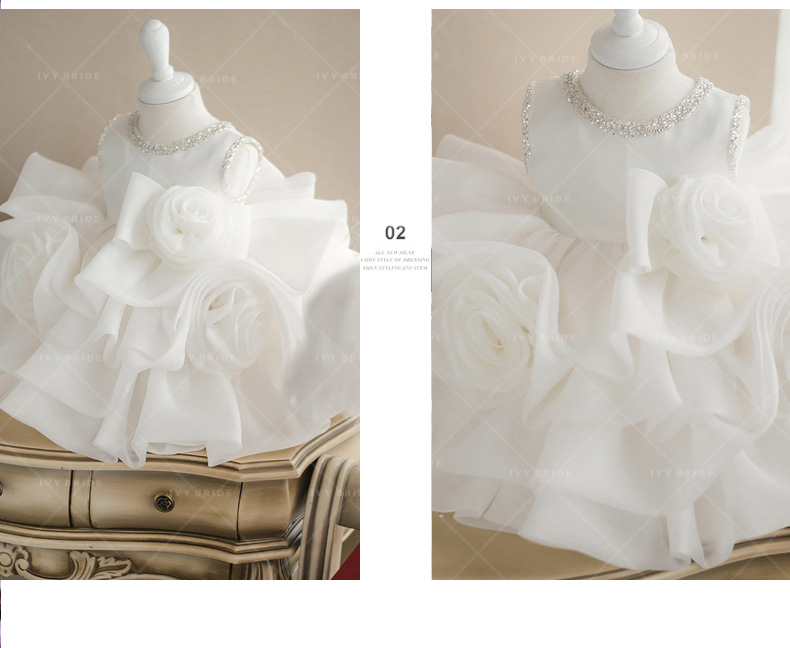 106059819@qq.com Baby's First Dress Princess Gown 2026 New Style For Girls, Birthday Dress, White Stylish Fluffy Tulle_voghion.com