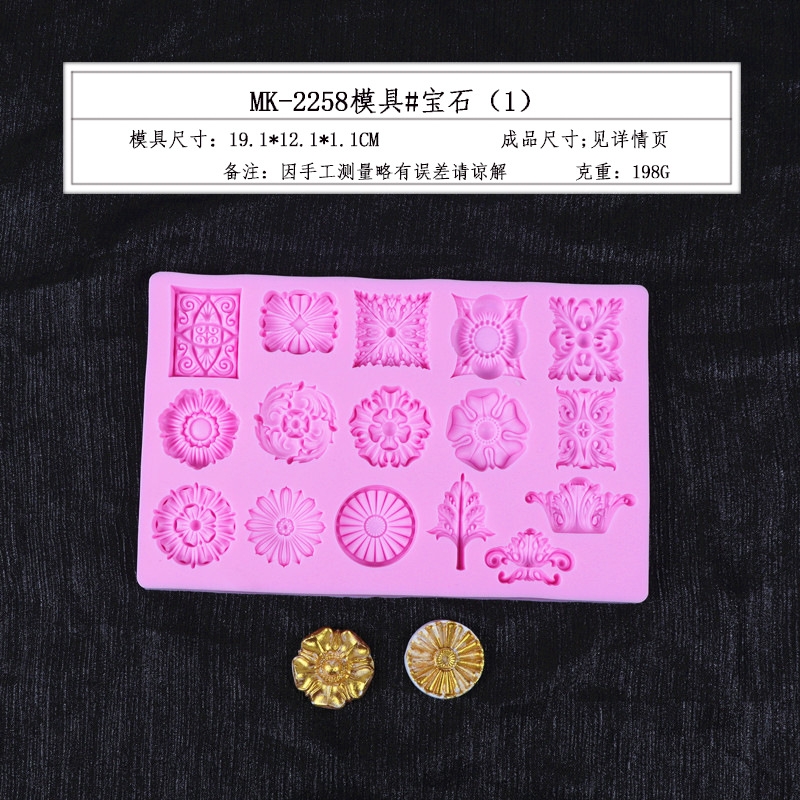 Fondant estilo Europeo en relieve de silicona molde gema pastelería de chocolate molde para hornear reloj decoración de la torta del molde de la torta