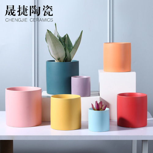 Nordic Morandi ins glazed ceramic flowerpots wholesale colorful succulent pots flowerpots container ornaments potted green radish