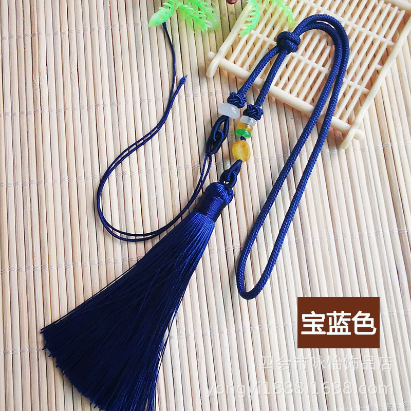 小圆绳流苏包挂绳宝蓝色