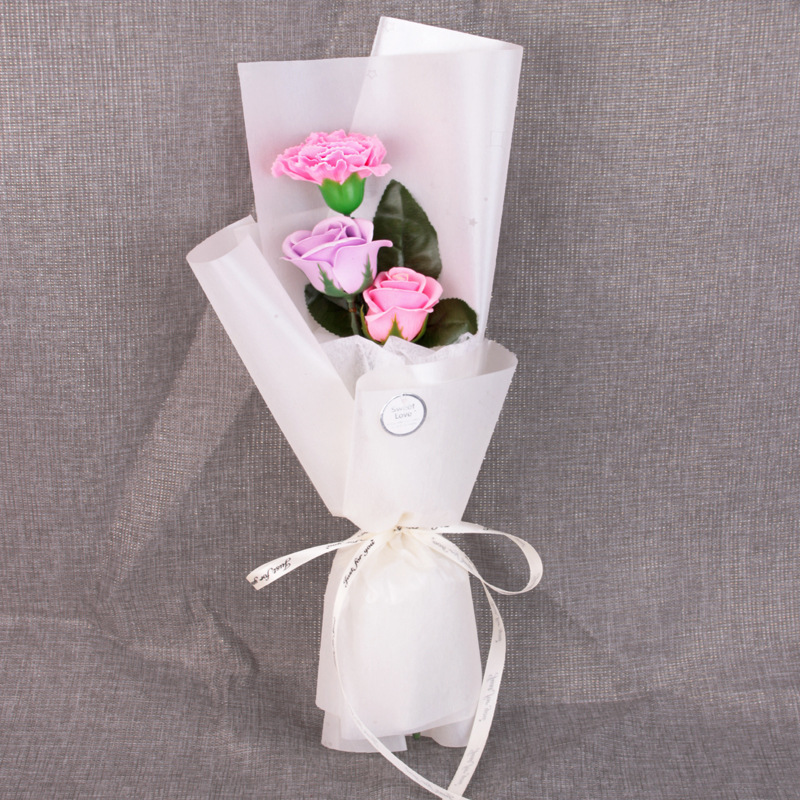 1朵康乃馨2朵玫瑰花束无盒 1