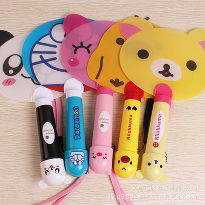 K新品！夏天 2合1两用手摇扇子 迷你卡通电动手持小风扇批发0.09|ru