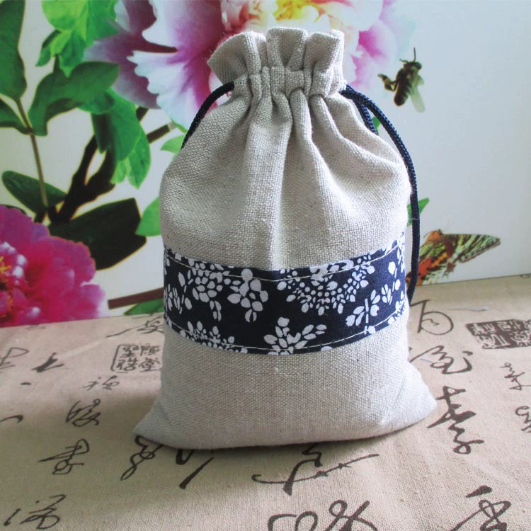 Ткань Amoy сине-белая фарфоровая хлопковая и льняная тканевая сумка в китайском стиле Средняя полоса ткани Карман в комплекте Большая сумка для китайской медицины Бусина Будды Аромат Сумка для ювелирных изделий