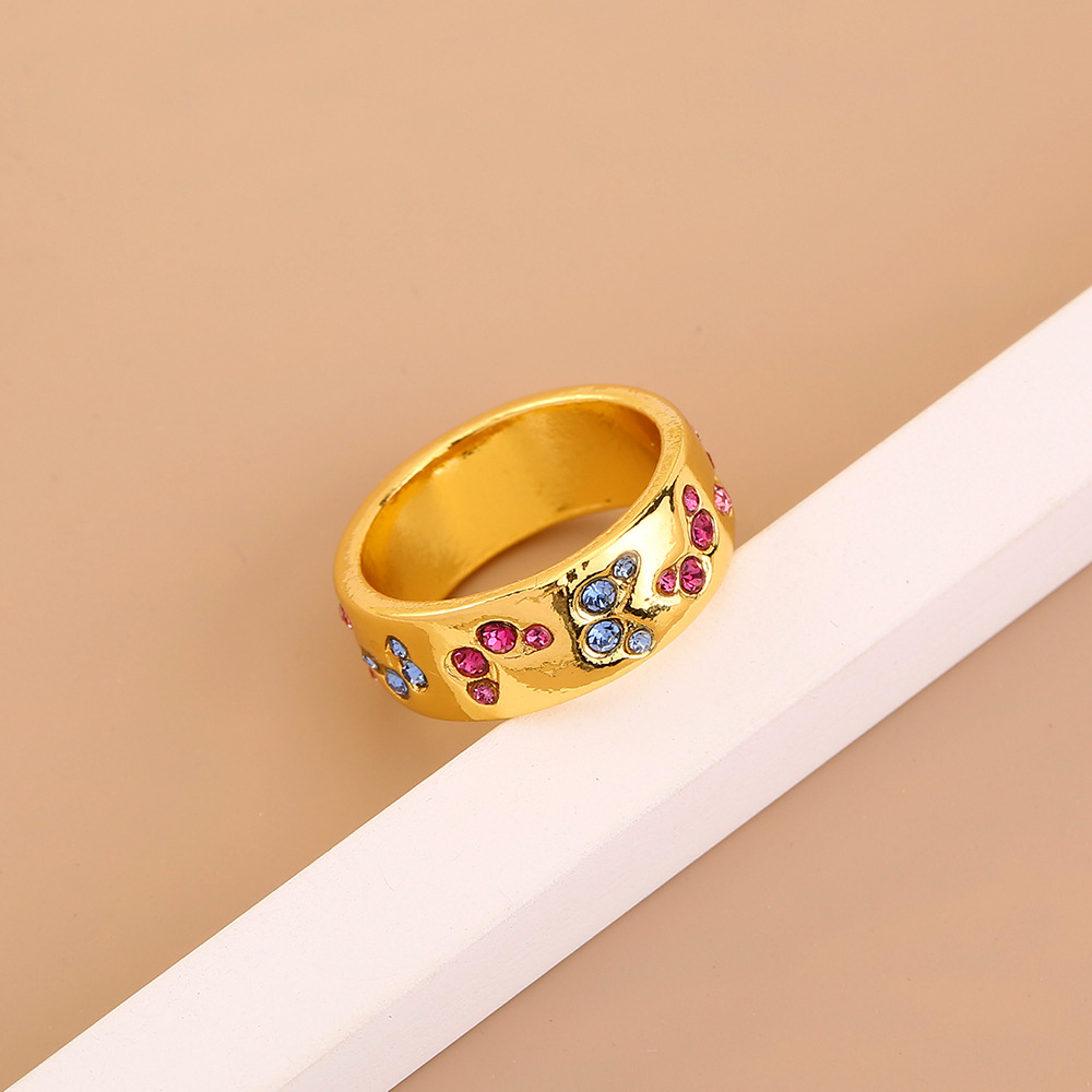 Fashion Mixed Color Copper Inlaid Zircon Butterfly Ring display picture 4