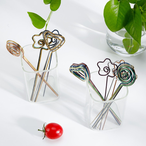 304 stainless steel fruit pick, creative signature piece, fruit snack pick, fork, fruit needle, integrated cocktail pick