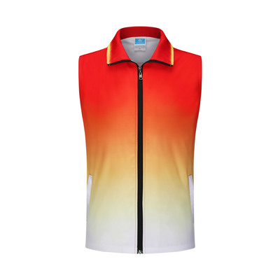 Volunteer Vest Customized Chinese Red Gradient zipper group activity Expand Vest vest coat customized