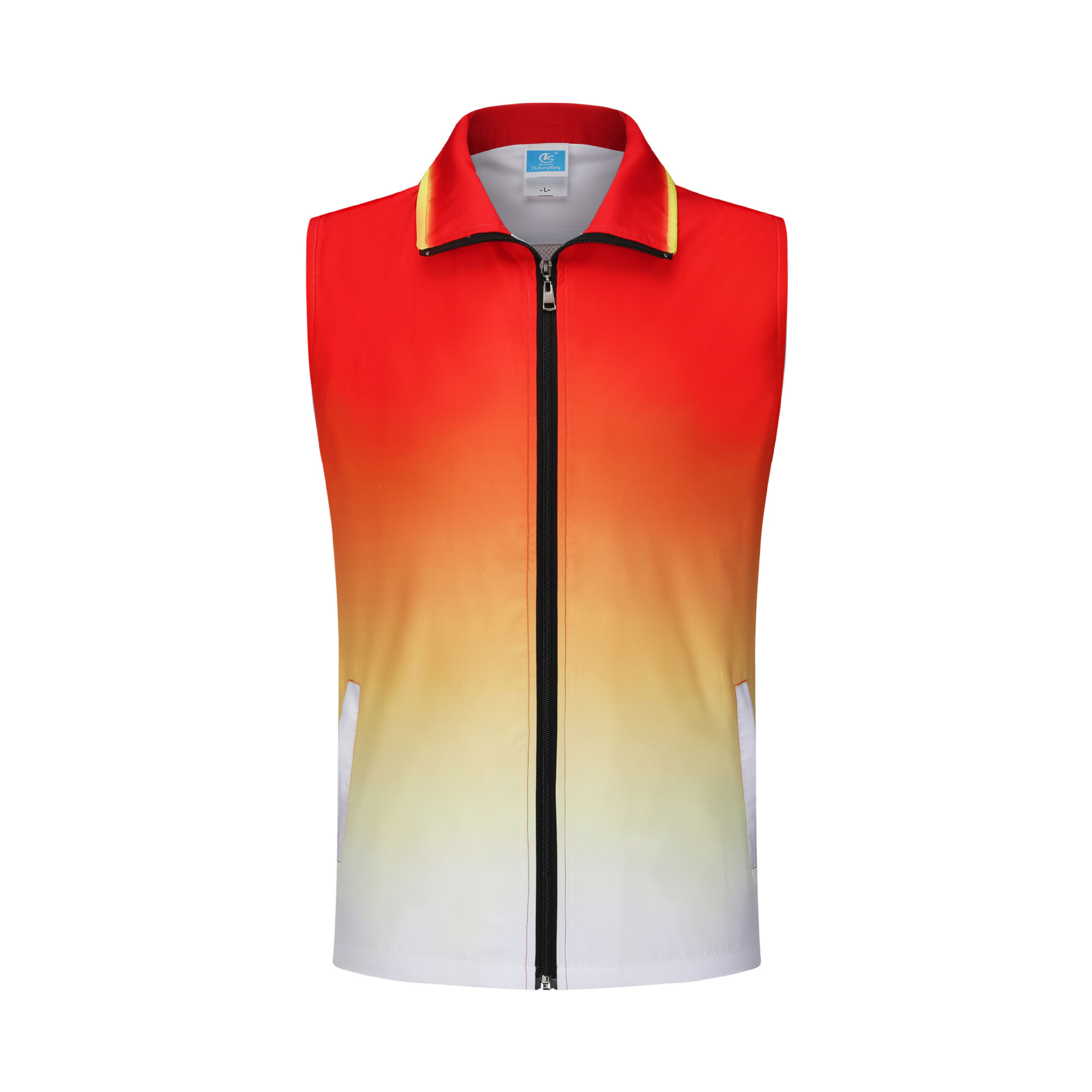 Volunteer Vest Customized Chinese Red Gradient zipper group activity Expand Vest vest coat customized
