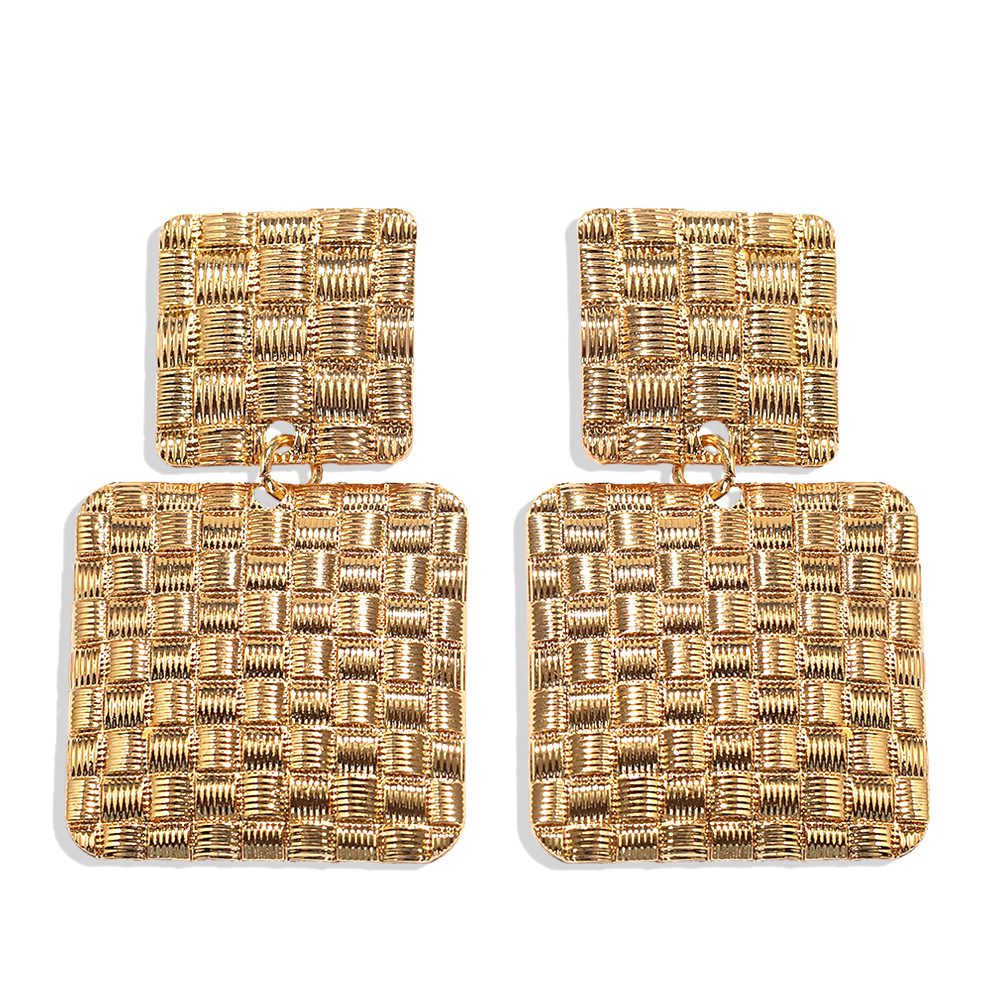 Texture Square Metal Maze Pattern Earrings Bumpy Punk Simple Geometric Earrings Wholesale Nihaojewelry display picture 13