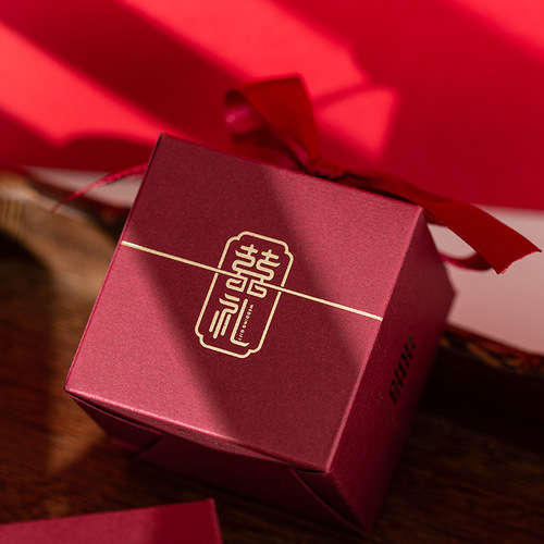 Wedding Candy Box, Red Packet Box for Wedding, Small Square Box, Ins Style Wedding Candy Bag, Chinese Wedding Souvenir Box 